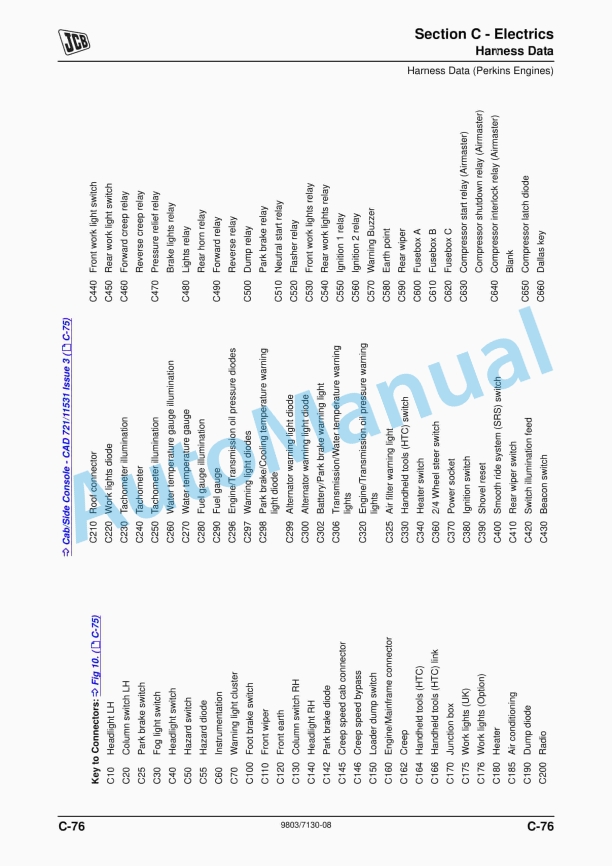 Alternative view of JCB Backhoe Loader Service Manual 9803-7130