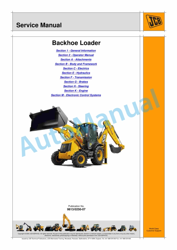 JCB Backhoe Loader Service Manual 9813-0250