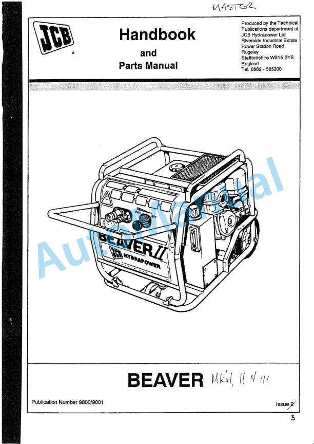 JCB Beaver Handbook And Parts Manual 9800-9001