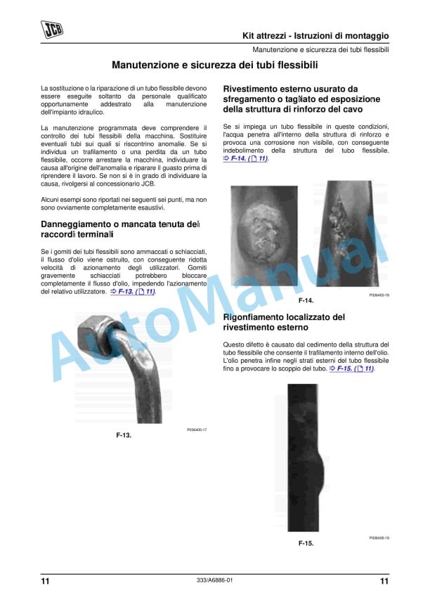 JCB BHL, LOADALL, AWLS RTFL Attachments Kit - Fitting Instructions 333-A6886-4