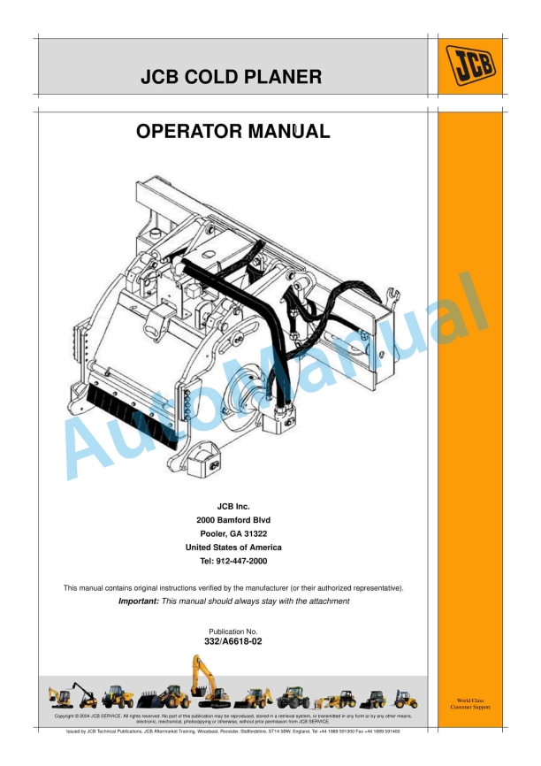 JCB Cold Planer Operator Manual 332-A6618-02 1 JCB Cold Planer Operator Manual 332-A6618-02