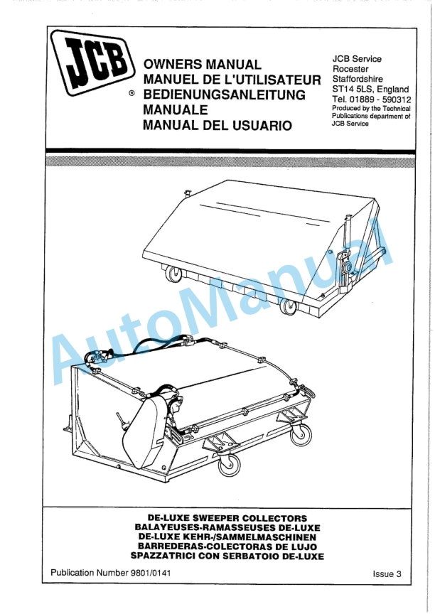 JCB De-Luxe Sweeper Collectors Owners Manual 9801-0141 1 JCB De-Luxe Sweeper Collectors Owners Manual 9801-0141