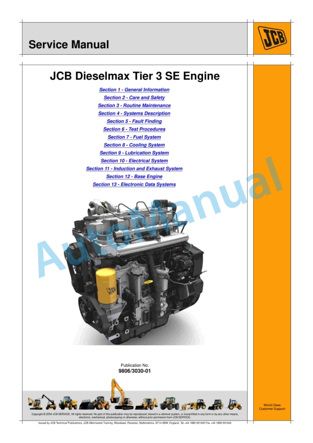 JCB Dieselmax Tier 3 SE Engine Service Manual 9806-3030 1 JCB Dieselmax Tier 3 SE Engine Service Manual 9806-3030