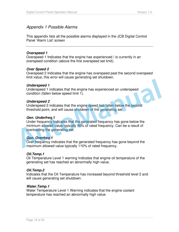 JCB Digital Control Panel Operator Manual 4 JCB Digital Control Panel Operator Manual - Image 4