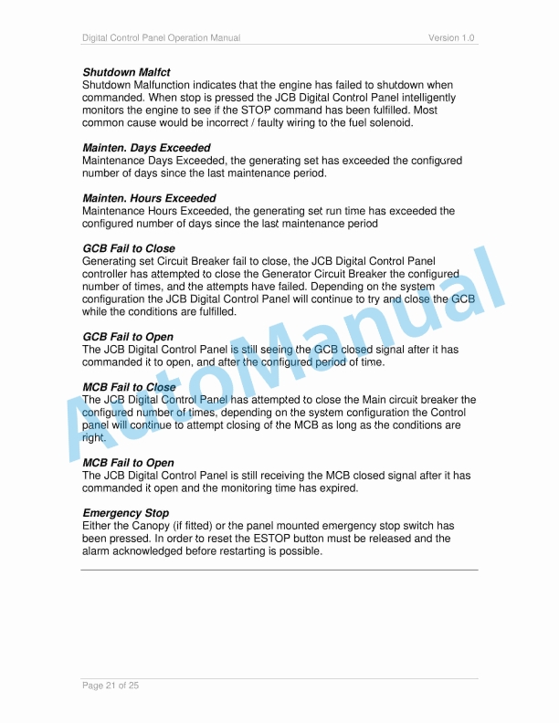 JCB Digital Control Panel Operator Manual 5 JCB Digital Control Panel Operator Manual - Image 5