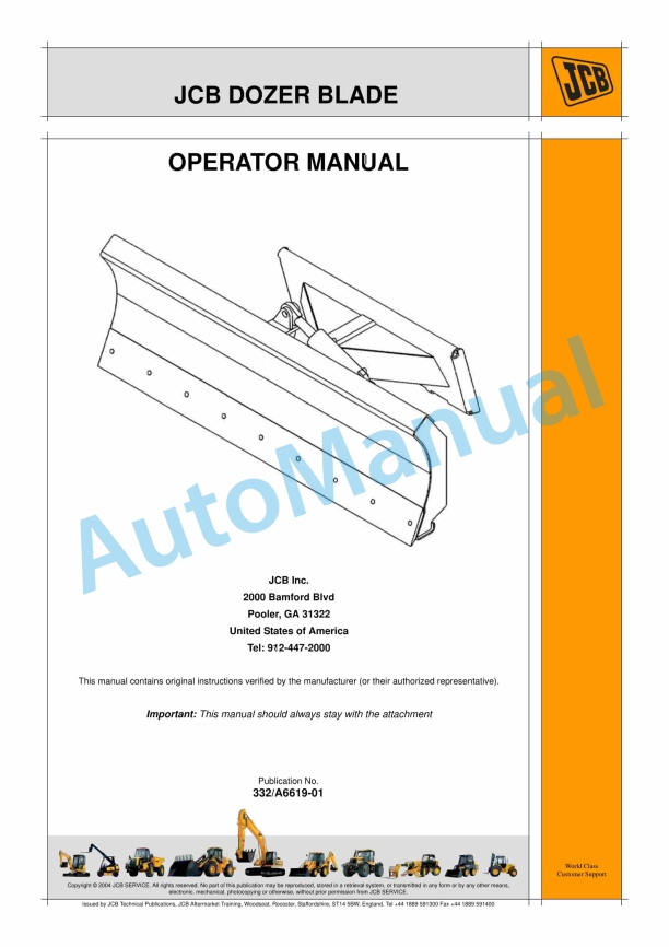 JCB Dozer Blade Operator Manual 332-A6619-01 1 JCB Dozer Blade Operator Manual 332-A6619-01
