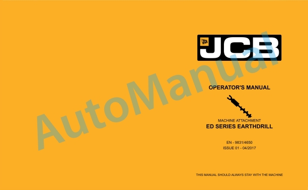 JCB ED Series Earthdrill Operator Manual 9831-4650
