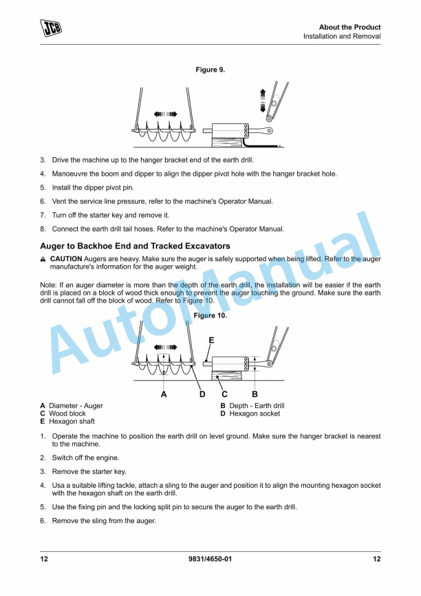 Alternative view of JCB ED Series Earthdrill Operator Manual 9831-4650