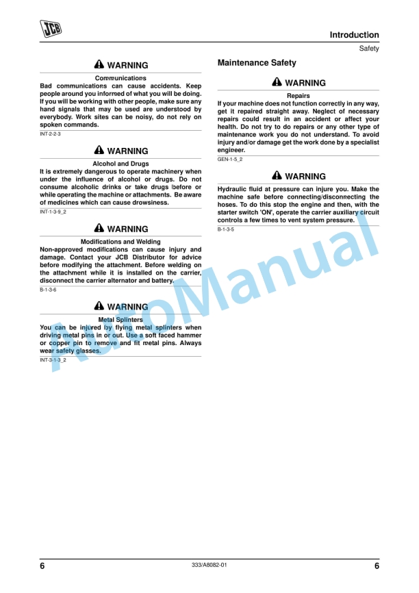 Alternative view of JCB Fork Mounted Hook Operator Manual 333-A8082-01