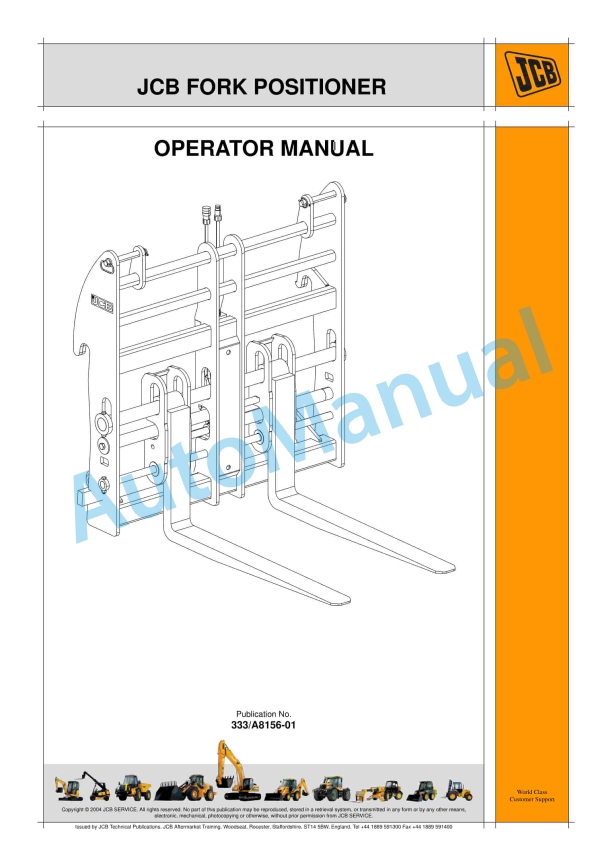 JCB Fork Positioner Operator Manual 333-A8156-01
