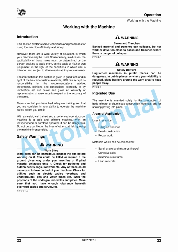 Alternative view of JCB FP1030, FP1030W, FP1540, FP1540W, FP1550, FP1550W Vibrating Plate Operator Manual 332-A7497