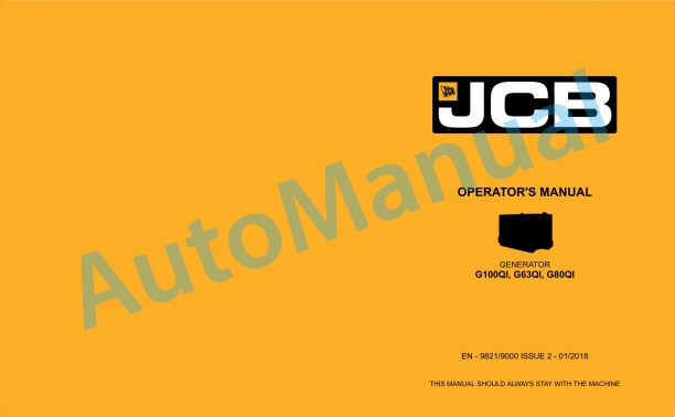 JCB G100QI, G63QI, G80QI Operator Manual 9821-9000