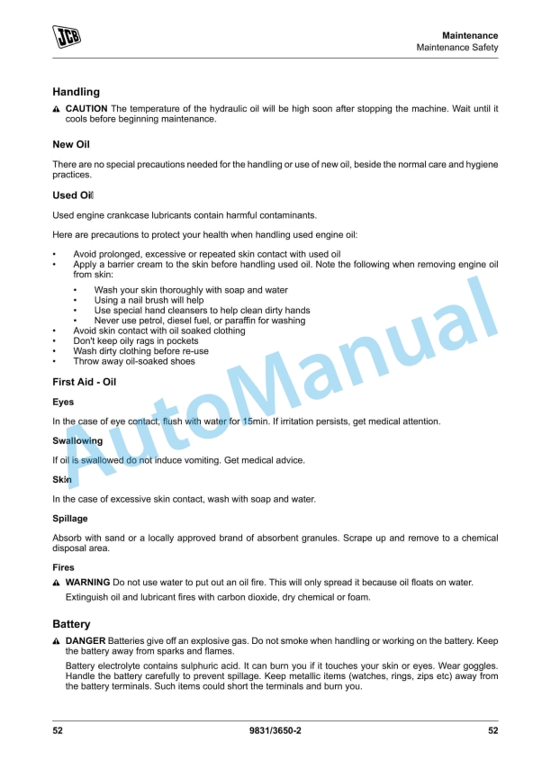 Alternative view of JCB G100RS, G125RS, G60RS, G80RS Operator Manual 9831-3650