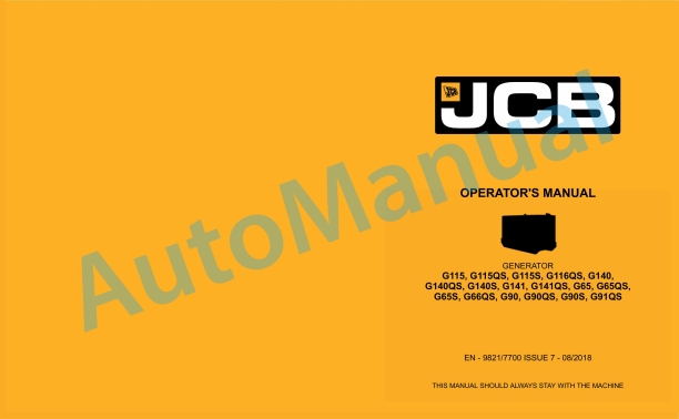 JCB G115 to G91QS Operator Manual 9821-7700