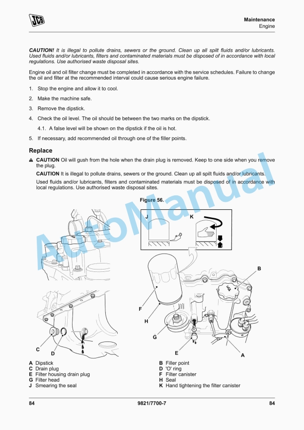 Alternative view of JCB G115 to G91QS Operator Manual 9821-7700