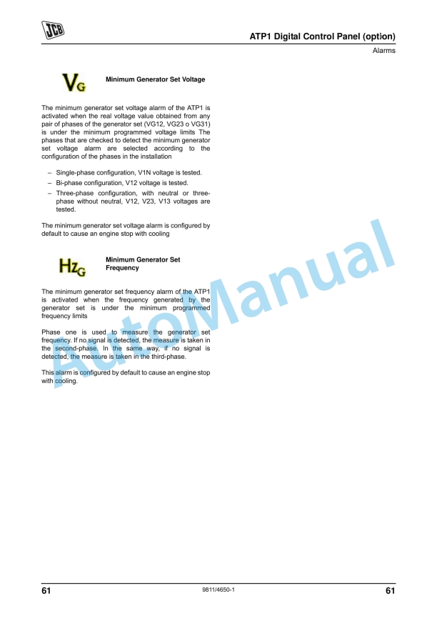 Alternative view of JCB G130RX to G220QX Operator Manual 9811-4650