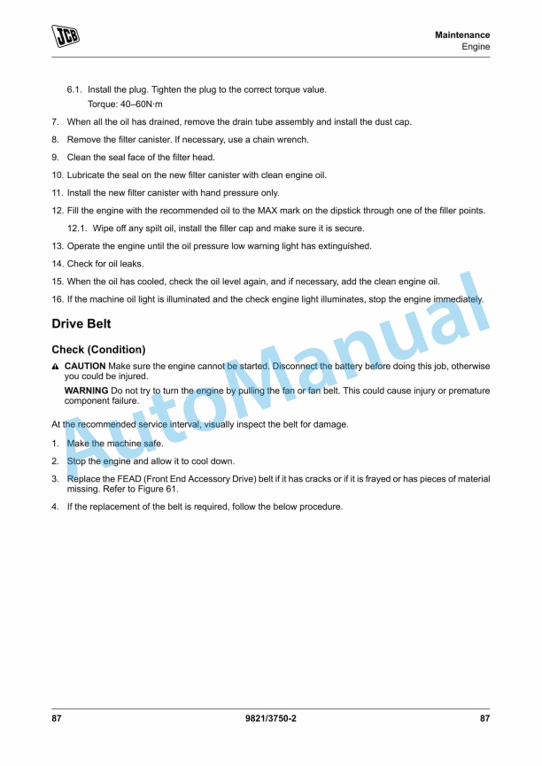 Alternative view of JCB G165, G165QS, G165S, G200, G200QS, G200S, G220, G220QS, G220S Operator Manual 9821-3750