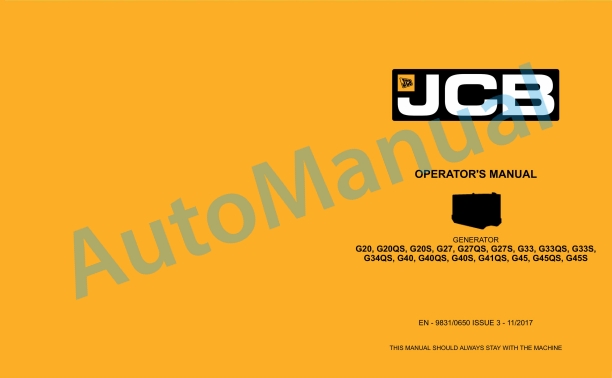 JCB G20 to G45S Operator Manual 9831-0650