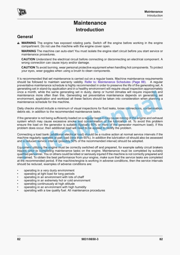 Alternative view of JCB G20 to G45S Operator Manual 9831-0650