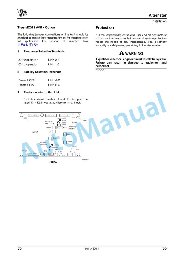 Alternative view of JCB G60RX to G115QX Operator Manual 9811-4600