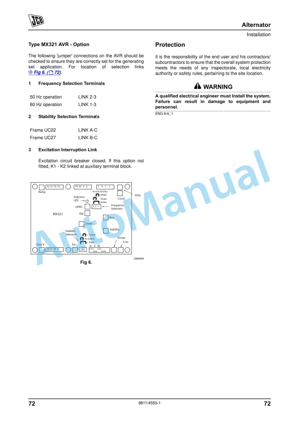 Alternative view of JCB G8X to G45QX Operator Manual 9811-4550