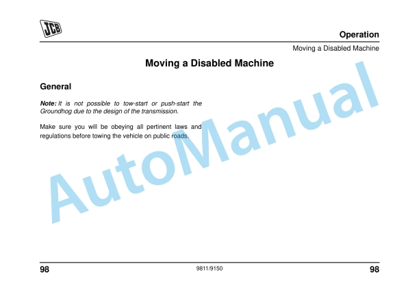 Alternative view of JCB Groundhog 6x4 Operator Manual 9811-9150
