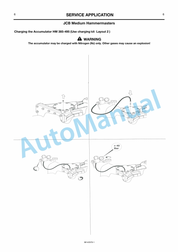 Alternative view of JCB Hammermaster Accumulators Gas Charging Kits Owners Manual 9814-0579