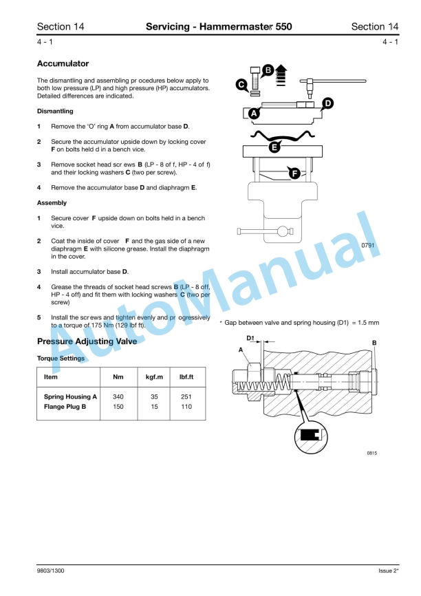 JCB Hammermaster Rockbreakers Service Manual 9803-1300-3