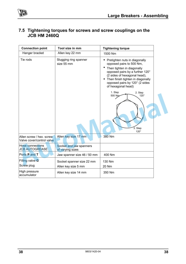 JCB HM Range Medium And Large Hydraulic Breakers Service Manual 9803-1420-04-3