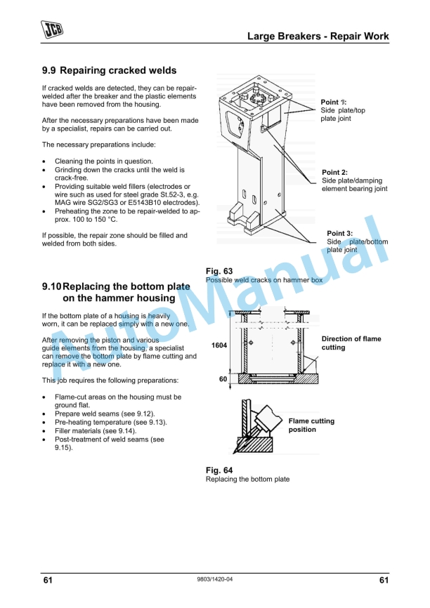 JCB HM Range Medium And Large Hydraulic Breakers Service Manual 9803-1420-04-5