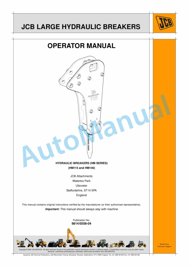 JCB HM Series Large Hydraulic Breakers Operator Manual 9814-0556-04