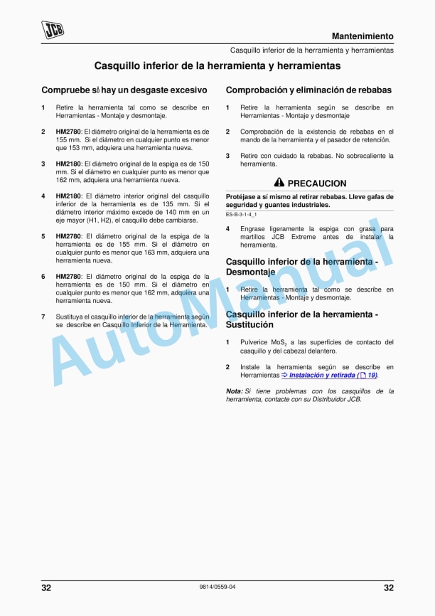 Alternative view of JCB HM Series Large Hydraulic Breakers Operator Manual 9814-0556-04