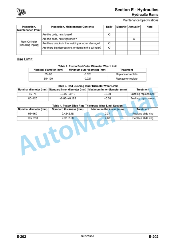 JCB JS 200 Series Tracked Excavators Service Manual 9813-5550 5 JCB JS 200 Series Tracked Excavators Service Manual 9813-5550 - Image 5