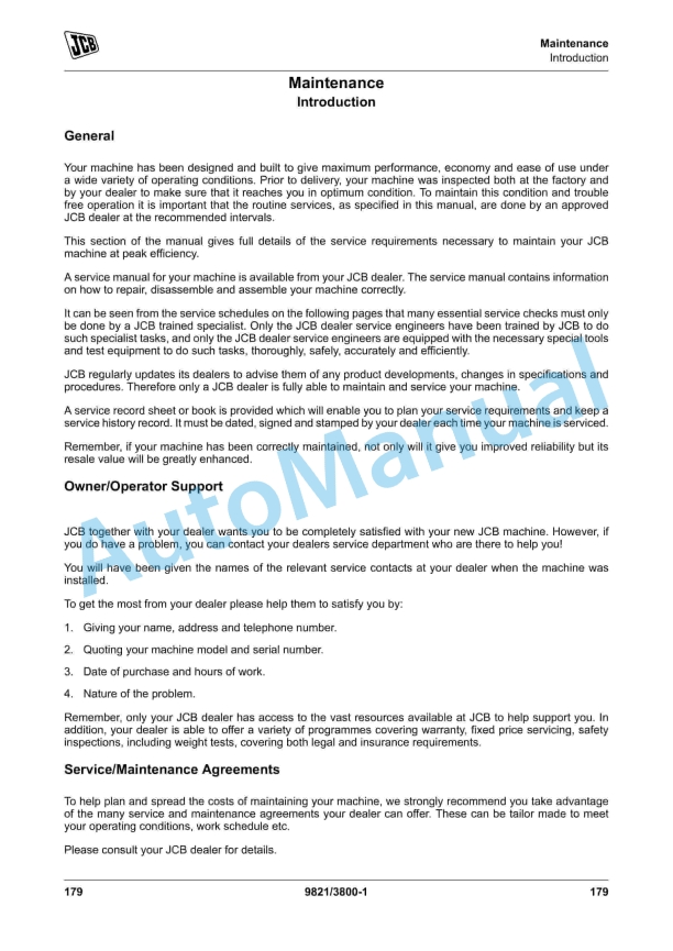 JCB JS145W, JS160W Operator Manual 9821-3800 3 JCB JS145W, JS160W Operator Manual 9821-3800 - Image 3