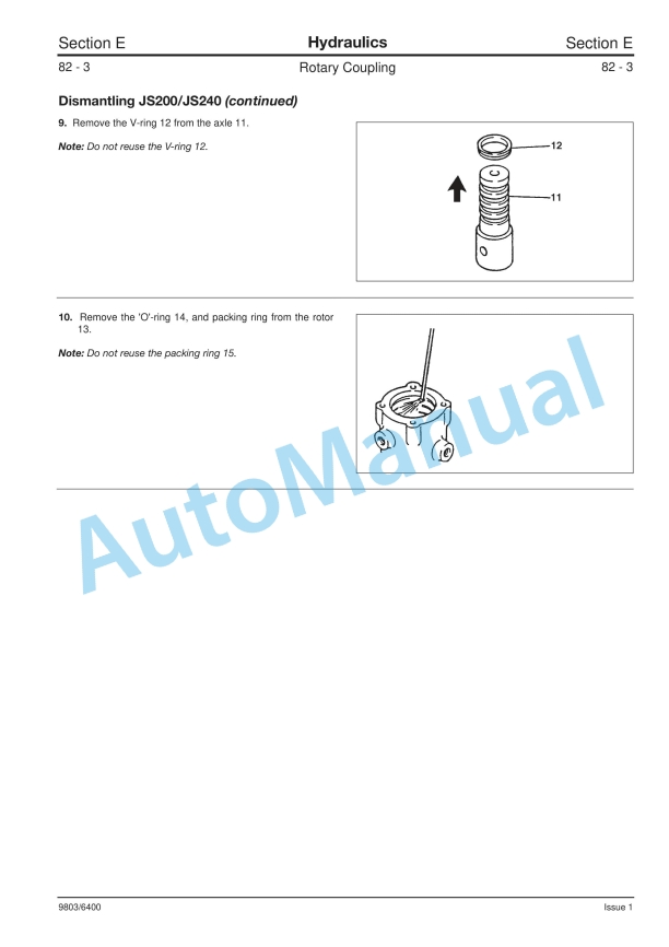 JCB JS200, JS210, JS220, JS240, JS260 Service Manual 9803-6400 4 JCB JS200, JS210, JS220, JS240, JS260 Service Manual 9803-6400 - Image 4
