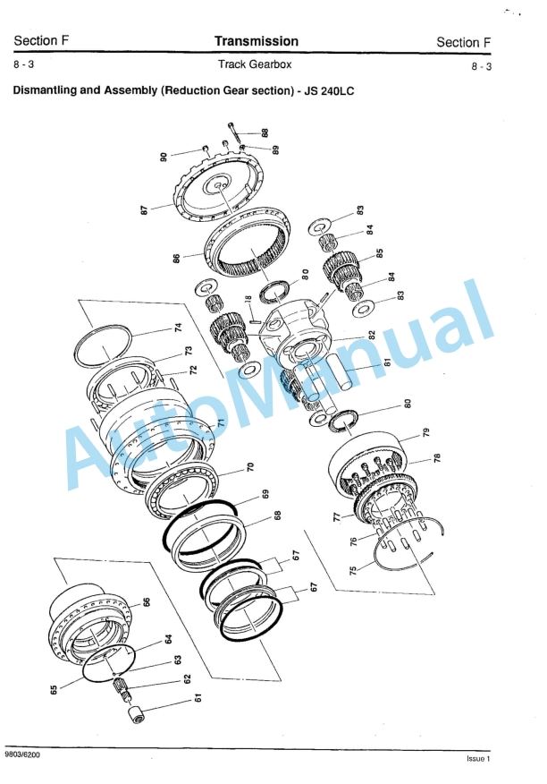 JCB JS200LC, JS240LC, JS300LC, JS450LC Service Manual 9803-6200-4