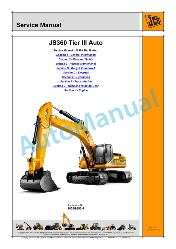 JCB JS360 Tier III Auto Service Manual 9803-9880 1 JCB JS360 Tier III Auto Service Manual 9803-9880