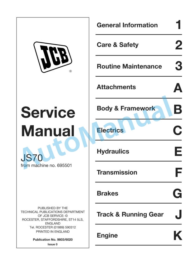 JCB JS70 Service Manual 9803-6020 1 JCB JS70 Service Manual 9803-6020
