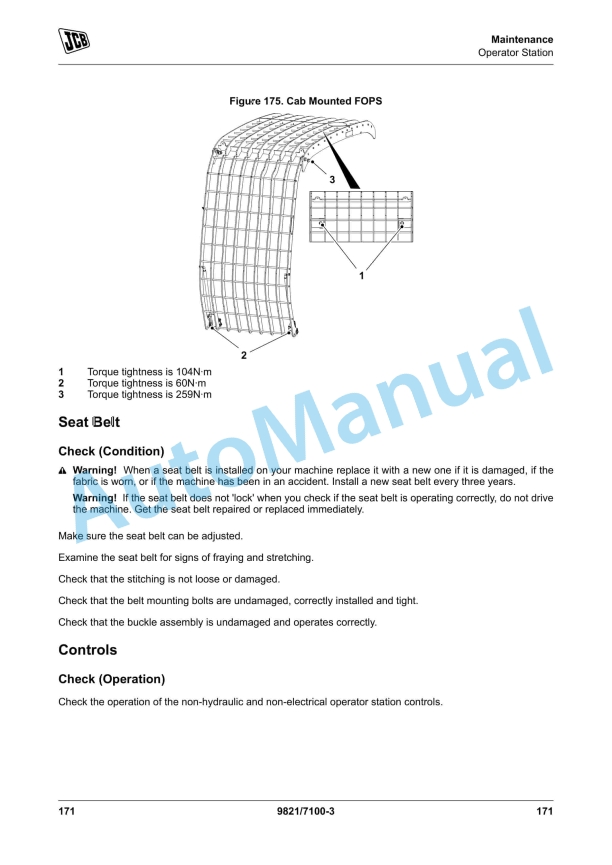 JCB JS85 Operator Manual 9821-7100 5 JCB JS85 Operator Manual 9821-7100 - Image 5