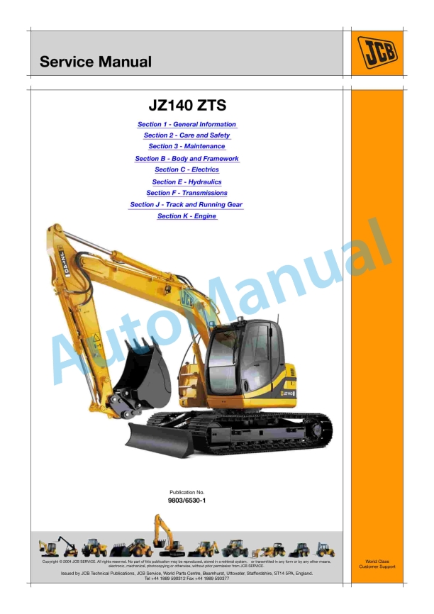 JCB JZ140 ZTS Service Manual 9803-6530 1 JCB JZ140 ZTS Service Manual 9803-6530