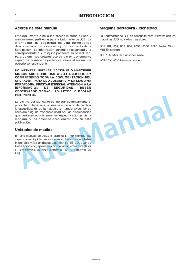 JCB Kerbmaster For 802.5, 803, 804, 1CX, Midi CX, 8060, 8080, 3CX, 4CX Owners Manual 332-A0821 4 JCB Kerbmaster For 802.5, 803, 804, 1CX, Midi CX, 8060, 8080, 3CX, 4CX Owners Manual 332-A0821 - Image 4