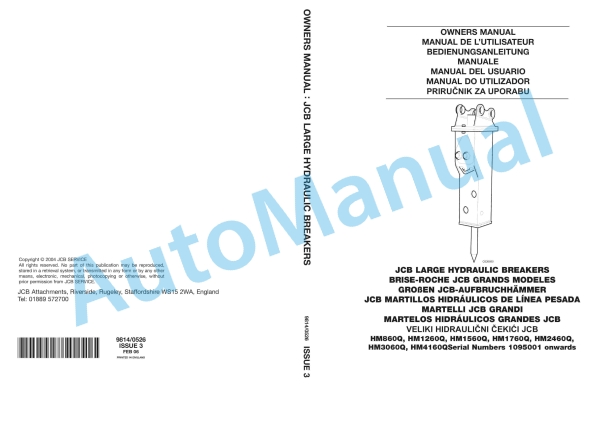 JCB Large Hydraulic Breakers Owners Manual 9814-0526 1 JCB Large Hydraulic Breakers Owners Manual 9814-0526
