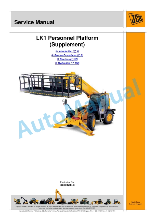 JCB LK1 Personnel Platform Service Manual 9803-3700-3 1 JCB LK1 Personnel Platform Service Manual 9803-3700-3