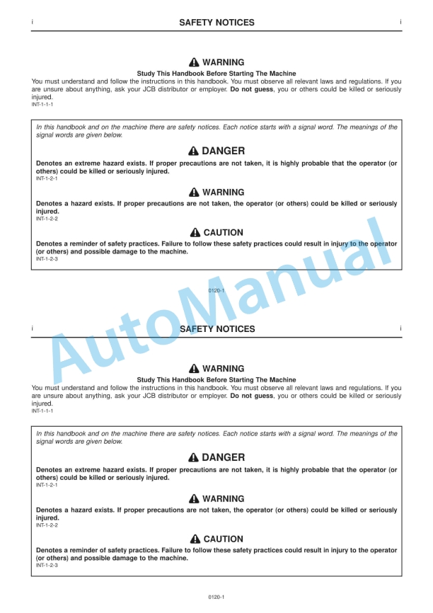 JCB Mini CX Machine Operator Manual 1 JCB Mini CX Machine Operator Manual