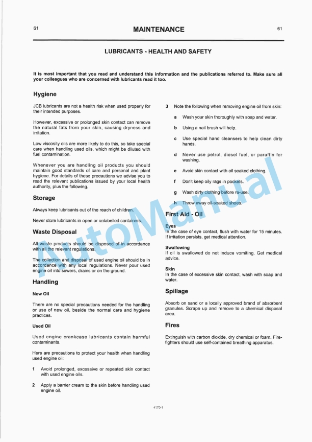 JCB Robot 150, 165, 165HF Series 3 Operator Handbook 9801-4170-2