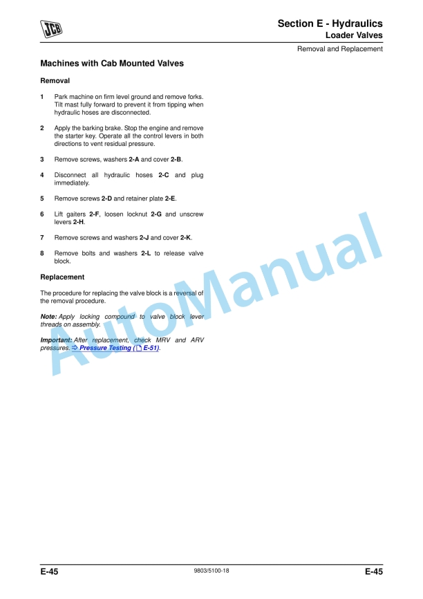 JCB Rough Terrain Fork Lift Service Manual 9803-5100 3 JCB Rough Terrain Fork Lift Service Manual 9803-5100 - Image 3
