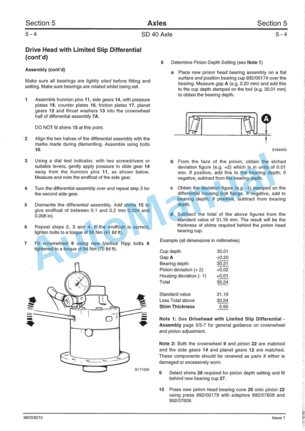 JCB SD40 Series Axles Service Manual 9803-9210 3 JCB SD40 Series Axles Service Manual 9803-9210 - Image 3