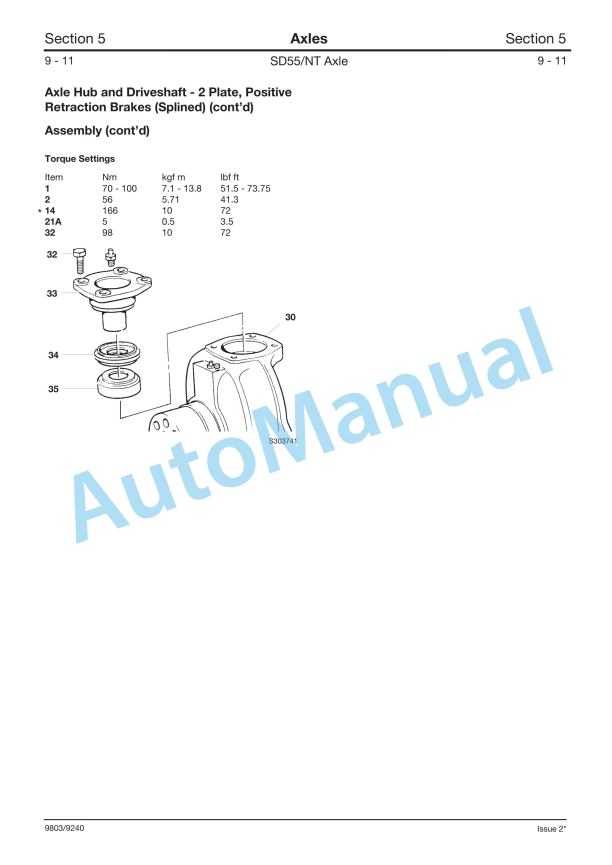 JCB SD55-NT Series Axles Service Manual 9803-9240 4 JCB SD55-NT Series Axles Service Manual 9803-9240 - Image 4