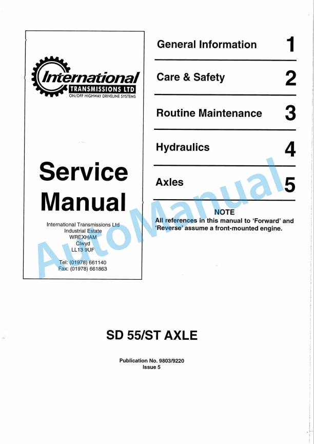 JCB SD55-ST Series Axles Service Manual 9803-9220 1 JCB SD55-ST Series Axles Service Manual 9803-9220