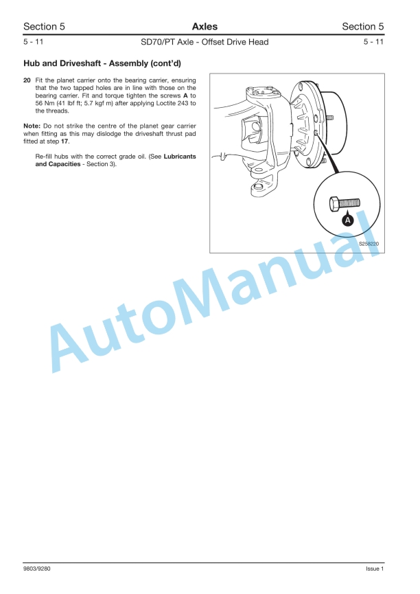 JCB SD70-PT Series Axles Service Manual 9803-9280 2 JCB SD70-PT Series Axles Service Manual 9803-9280 - Image 2